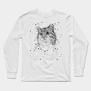 Cat Scribble Artwork Face Long Sleeve T-Shirt